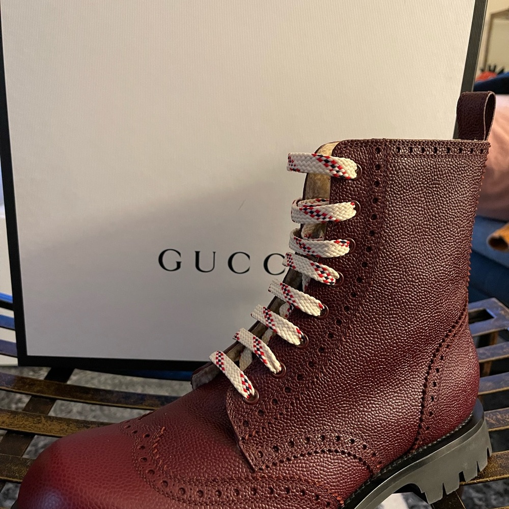 Gucci Brogue Boot. Mens Sz 12. Wool lined